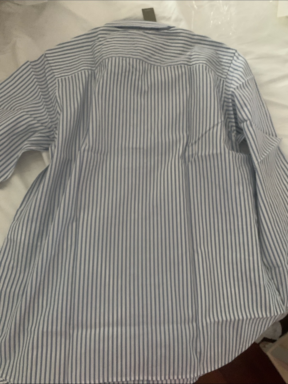 J. Crew Women’s White Shirt with Blue Pinstripes - Picture 7 of 8